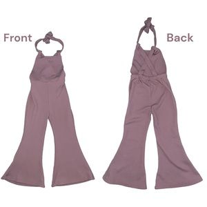 The Rustic Rack Girls Overall Size 5T Flare Hem Backless Cross Back Pink GUC